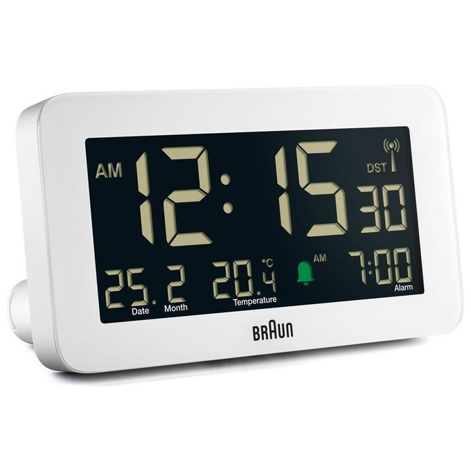 Braun BC10-DCF W Sveglia Radiofonica Digitale con Display LCD Retroilluminato Termometro e Calendario Integrati colore Bianco