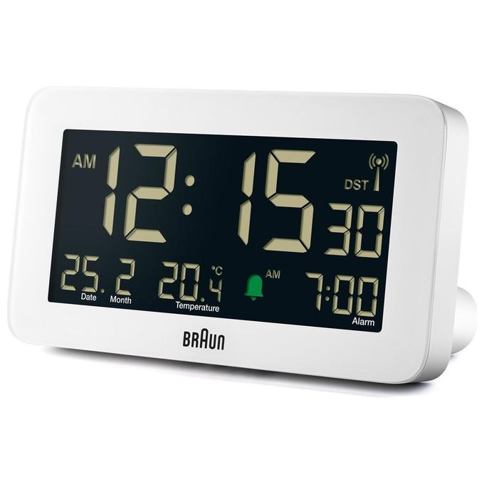 Braun BC10-DCF W Sveglia Radiofonica Digitale con Display LCD Retroilluminato Termometro e Calendario Integrati colore Bianco
