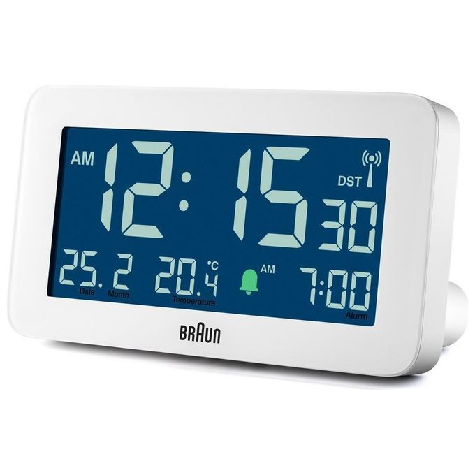 Braun BC10-DCF W Sveglia Radiofonica Digitale con Display LCD Retroilluminato Termometro e Calendario Integrati colore Bianco