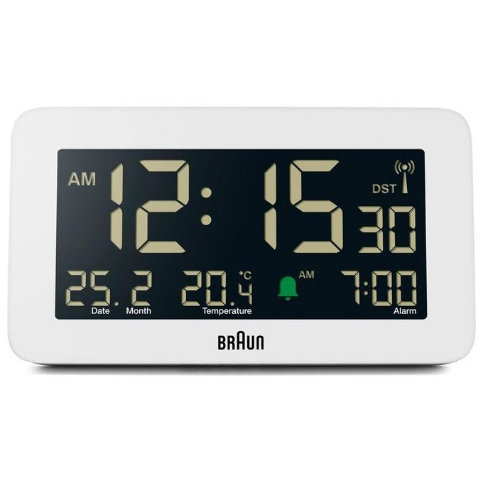 Braun BC10-DCF W Sveglia Radiofonica Digitale con Display LCD Retroilluminato Termometro e Calendario Integrati colore Bianco