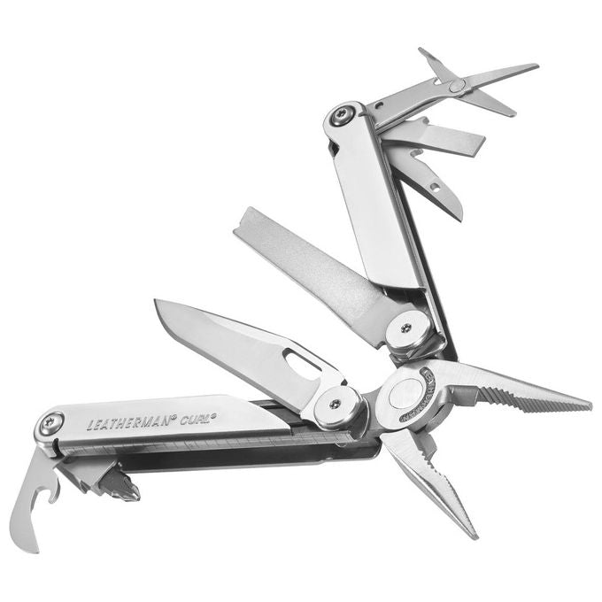 Leatherman LTG832932 Curl Multitool Tascabile 15 Strumenti Acciaio Inossidabile con Fodero in Nylon colore Argento