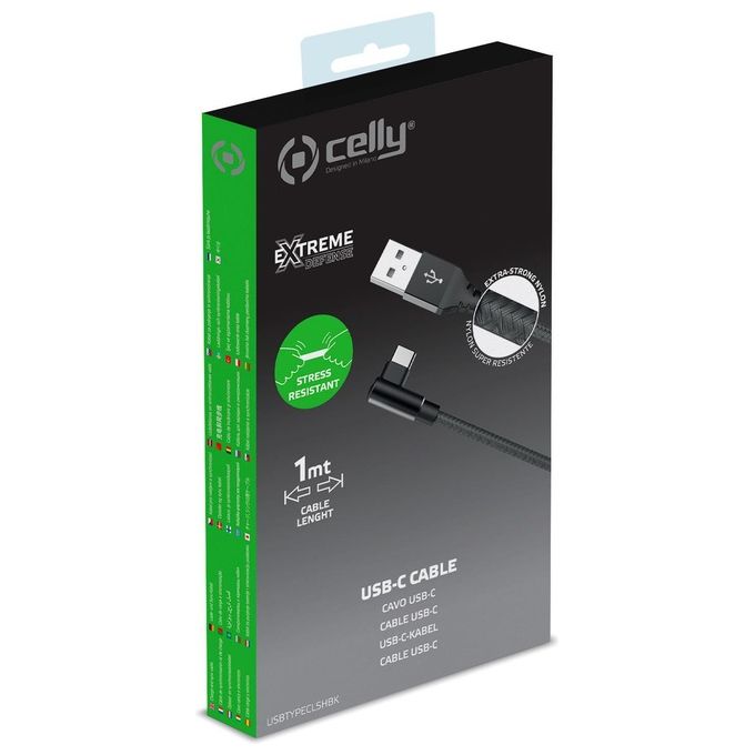 Celly Cavo da Usb-A a Usb-C L-Shape Nero