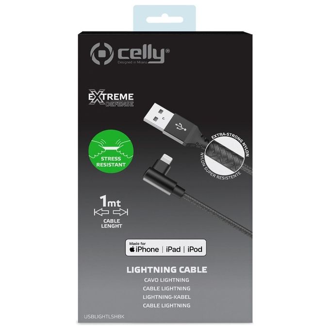 Celly Cavo Usb-A Lightning L-Shape Nero