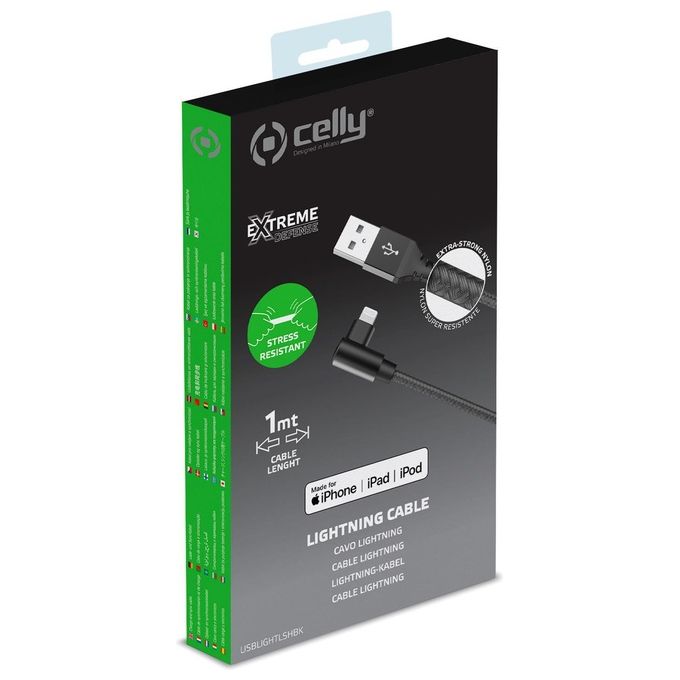 Celly Cavo Usb-A Lightning L-Shape Nero