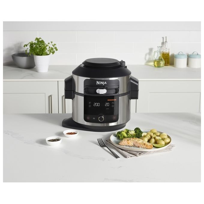 Ninja OL550EU Foodi SmartLid Multicooker 11 in 1 6 L 1460 W Pentola a Pressione e Friggitrice ad Aria colore Nero Acciaio Inox