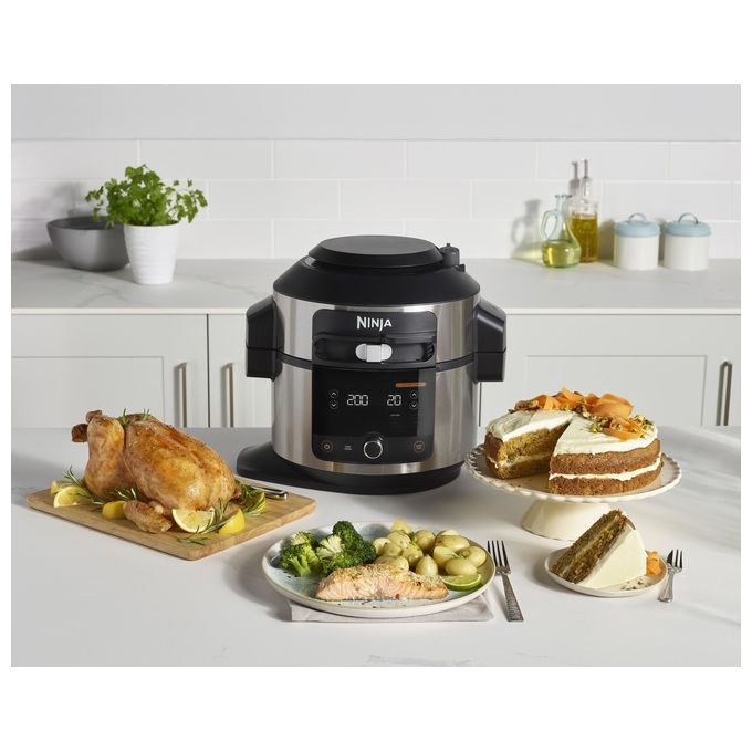 Ninja OL550EU Foodi SmartLid Multicooker 11 in 1 6 L 1460 W Pentola a Pressione e Friggitrice ad Aria colore Nero Acciaio Inox