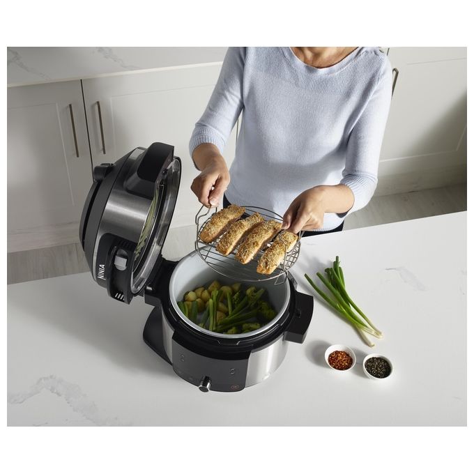 Ninja OL550EU Foodi SmartLid Multicooker 11 in 1 6 L 1460 W Pentola a Pressione e Friggitrice ad Aria colore Nero Acciaio Inox