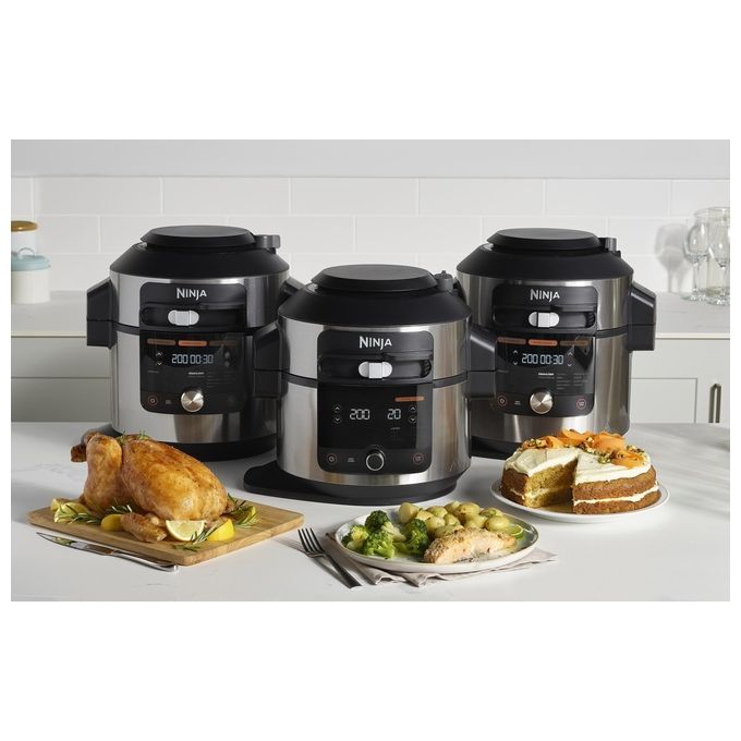 Ninja OL550EU Foodi SmartLid Multicooker 11 in 1 6 L 1460 W Pentola a Pressione e Friggitrice ad Aria colore Nero Acciaio Inox