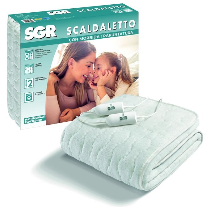 Imetec 16804 Coperta elettrica 55 W 2 zone di temperatura regolabili spegnimento automatico cavo rimovibile colore Bianco