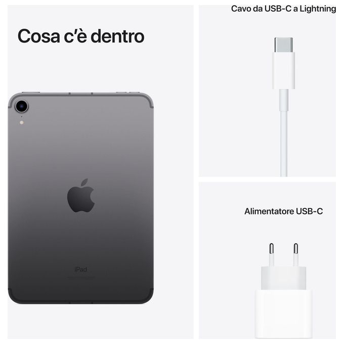Apple MK8F3TY-A iPad mini 6ª Generazione Tablet 8,3'' Wi-Fi Cellular 5G 256GB colore Grigio Siderale
