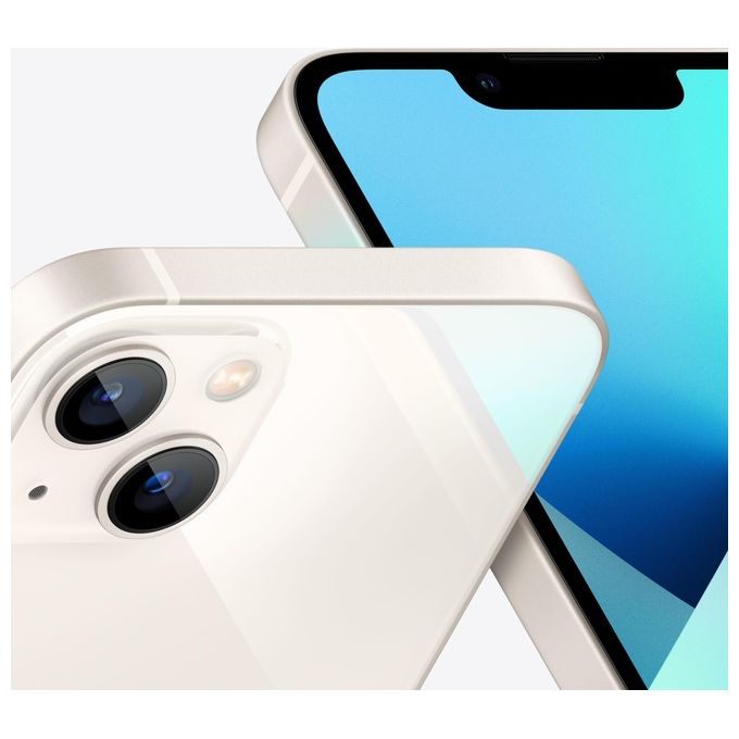 Apple MLQ73QLA iPhone 13 Smartphone 5G 6.1'' OLED 256GB Chip A15 Bionic Doppia Fotocamera 12MP IP68 colore Starlight
