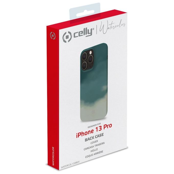 Celly Watercolor Cover per iPhone 13 Pro Verde