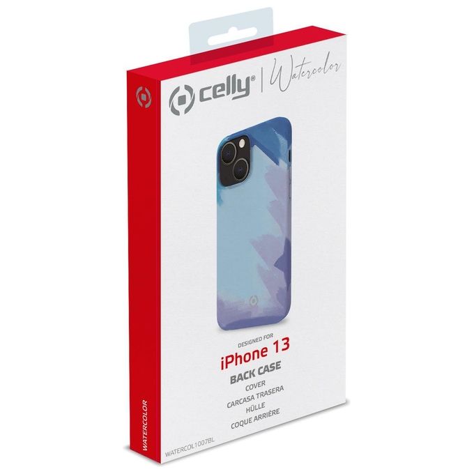 Celly Watercolor Cover per iPhone 13 Blu