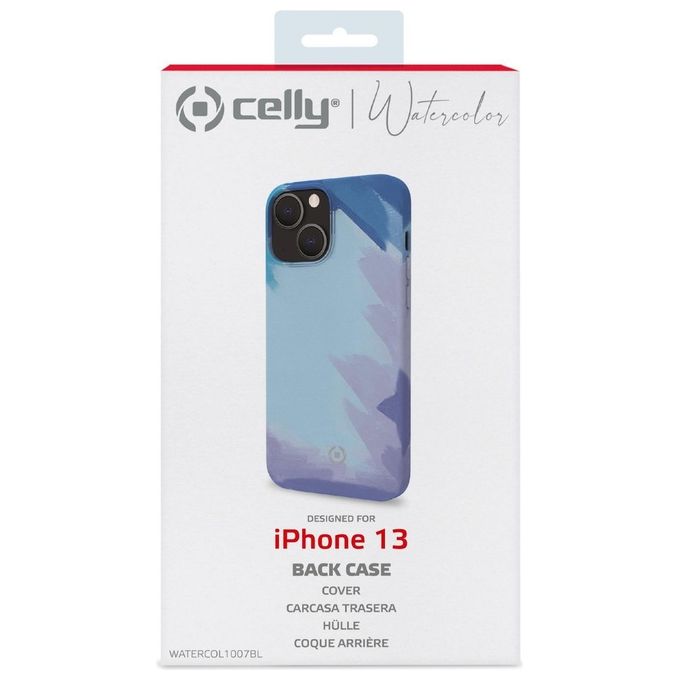 Celly Watercolor Cover per iPhone 13 Blu
