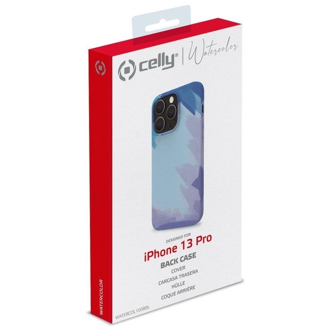 Celly Watercolor Cover per iPhone 13 Pro Blu