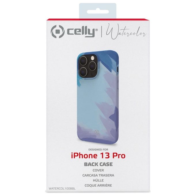 Celly Watercolor Cover per iPhone 13 Pro Blu