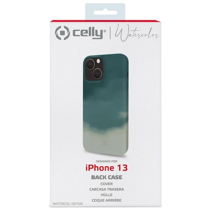 Celly Watercolor Cover per iPhone 13 Verde