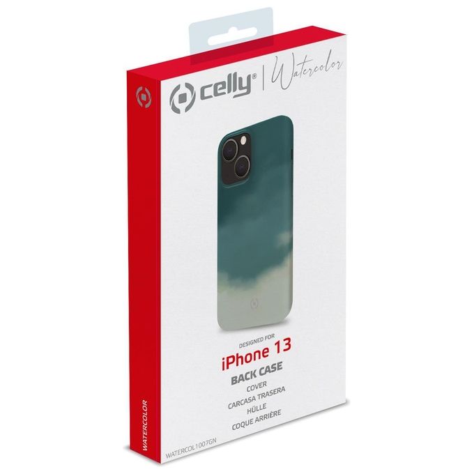 Celly Watercolor Cover per iPhone 13 Verde