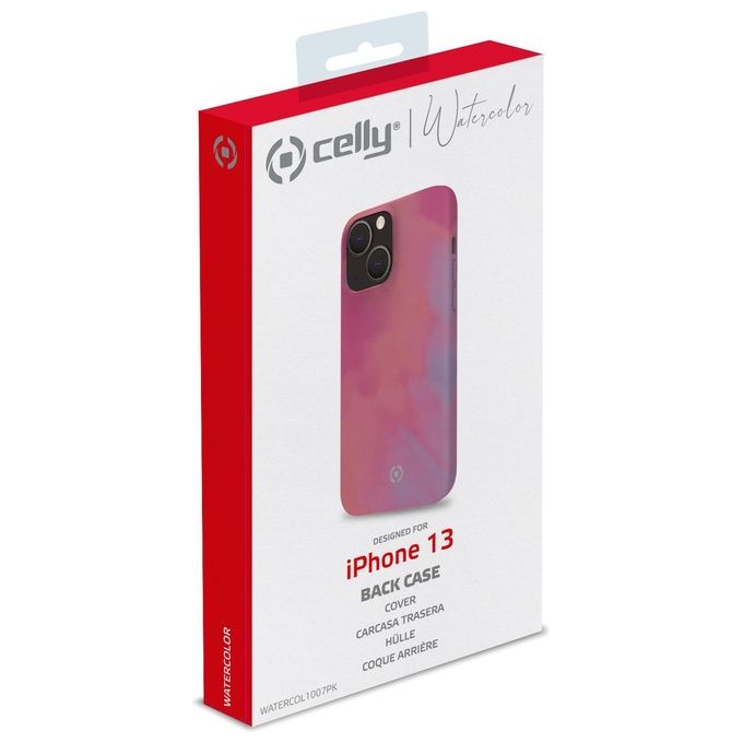 Celly Watercolor Cover per iPhone 13 Rosa