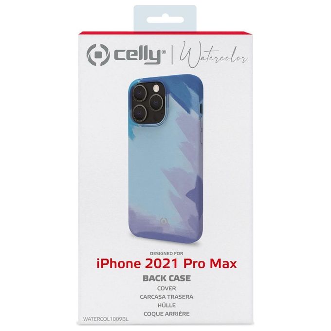 Celly Watercolor Cover per iPhone 13 Pro Max Blu