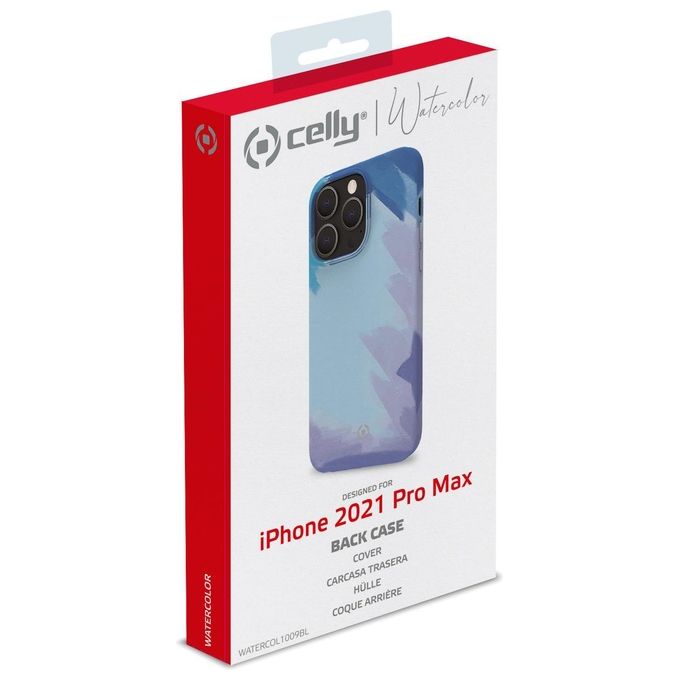 Celly Watercolor Cover per iPhone 13 Pro Max Blu