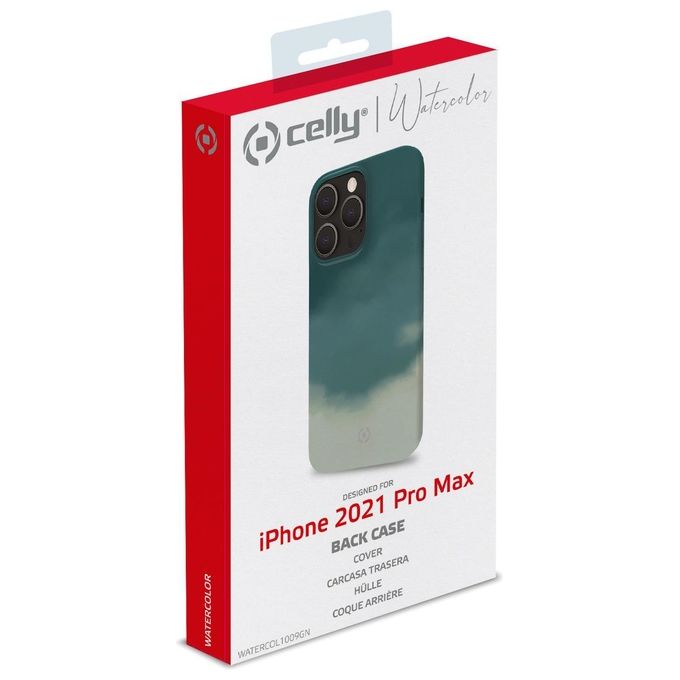 Celly Watercolor Cover per iPhone 13 Pro Max Verde