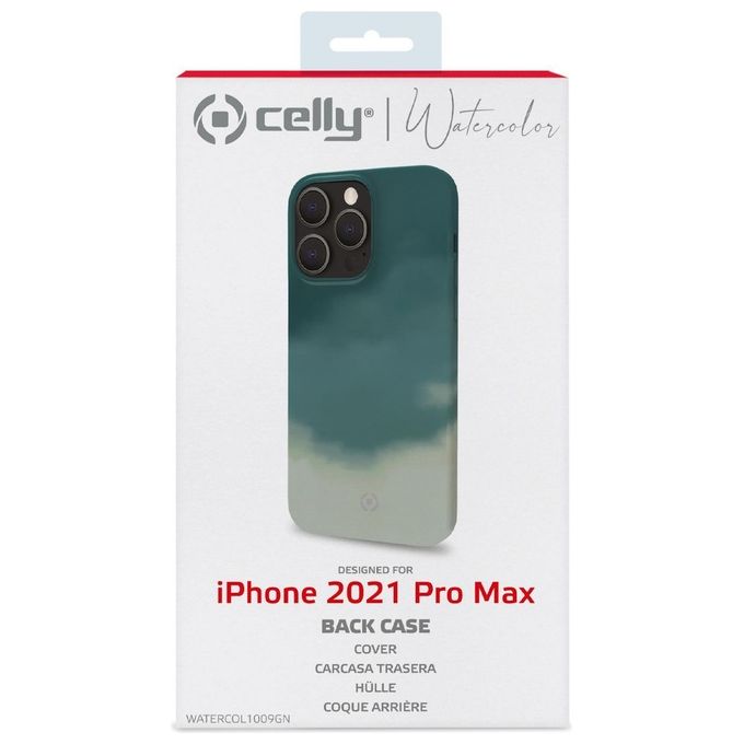 Celly Watercolor Cover per iPhone 13 Pro Max Verde