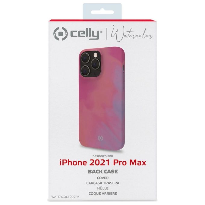 Celly Watercolor Cover per iPhone 13 Pro Max Rosa
