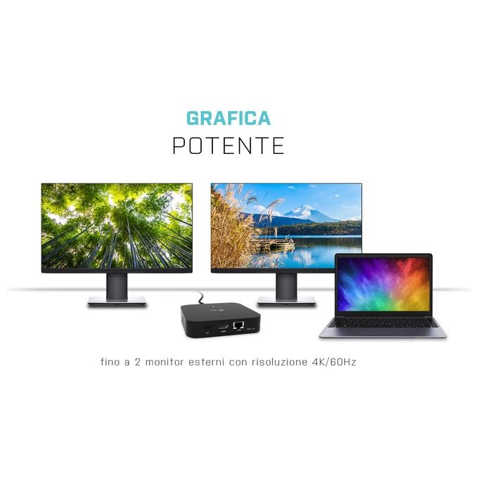 I-tec C31HDMIDPDOCKPD100 Docking Station USB-C HDMI DisplayPort 4K 2 Monitor Power Delivery 100 W Ethernet Gigabit colore Nero