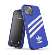 Adidas 47082 Samba Cover iPhone 13 Mini similpelle TPU bordi rialzati compatibile ricarica wireless colore Blu Bianco