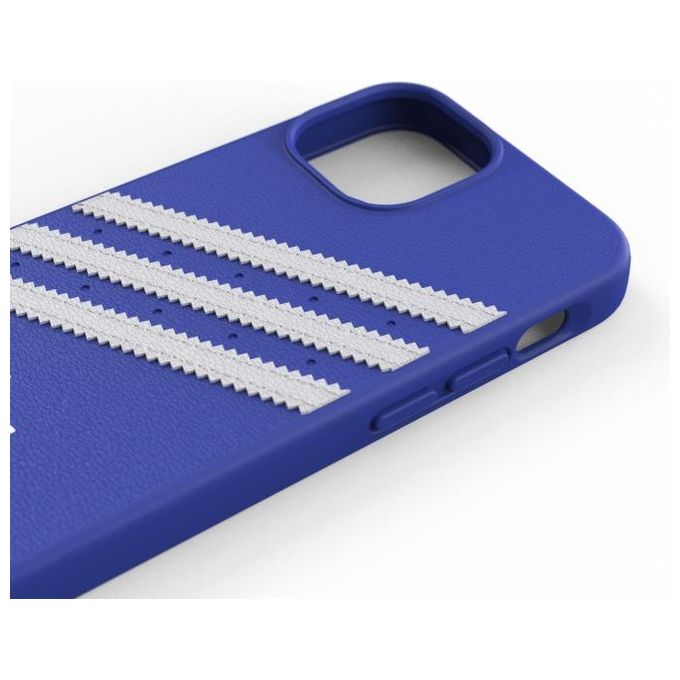 Adidas 47082 Samba Cover iPhone 13 Mini similpelle TPU bordi rialzati compatibile ricarica wireless colore Blu Bianco