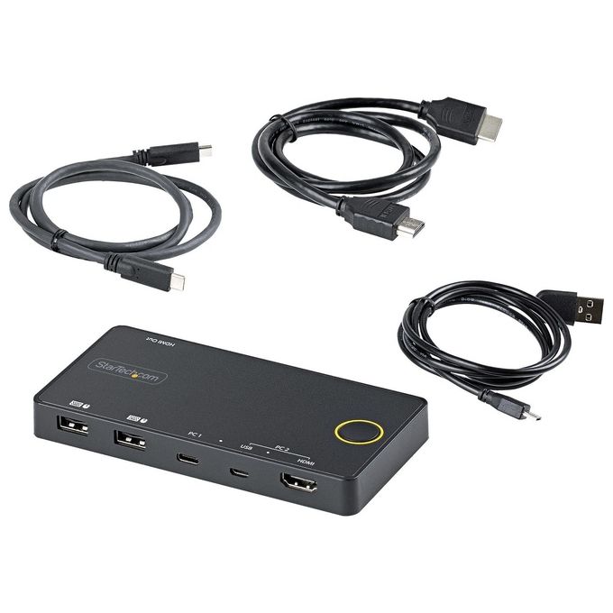 StarTech.com SV221HUC4K Switch KVM ibrido 2 porte USB-A HDMI e USB-C HDMI 2.0 4K 60Hz compatibile Thunderbolt 3 colore Nero