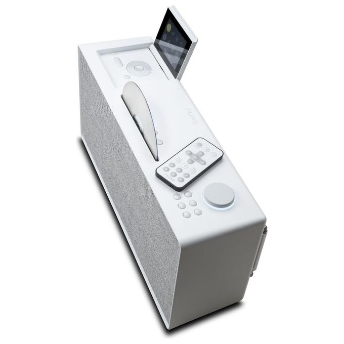 Pure EVOKE-HOME-WHT Evoke Home Sistema Musicale All in One 100 W DAB+ FM Internet Radio CD Bluetooth Spotify Connect colore Bianco Cotone