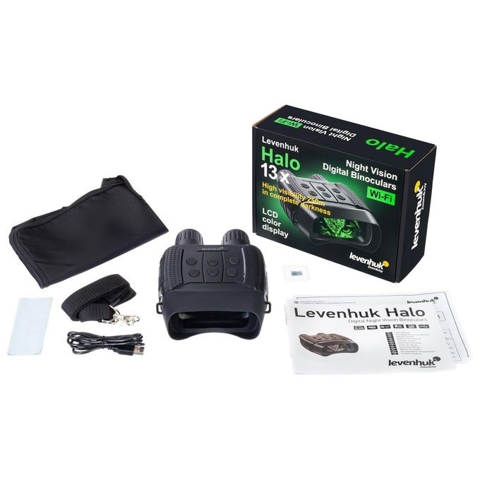 Levenhuk 77664 Halo 13x Visore Notturno Binoculare Digitale Ingrandimento 13x Zoom Ottico Wi-Fi Registrazione Video 1280x960 px e Foto 2048x1536 px colore Nero