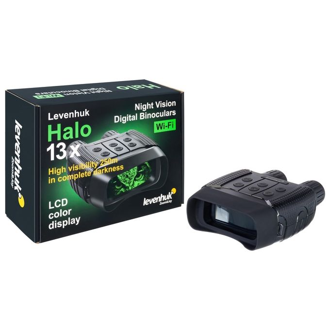 Levenhuk 77664 Halo 13x Visore Notturno Binoculare Digitale Ingrandimento 13x Zoom Ottico Wi-Fi Registrazione Video 1280x960 px e Foto 2048x1536 px colore Nero
