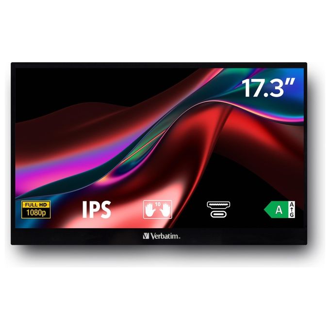 Verbatim 49593 PMT-17 Monitor Portatile Touch 17,3'' Full HD IPS LCD AMD FreeSync Altoparlanti colore Nero