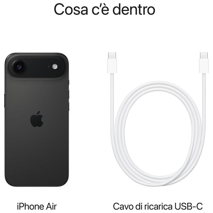 Apple MG2W4QL-A iPhone Air Smartphone 6.5'' OLED A19 Pro 1TB 5G Wi-Fi 7 IP68 colore Nero Siderale