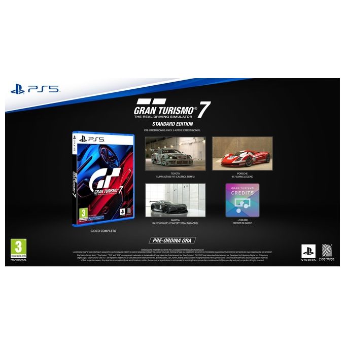 Sony 9765790 Gran Turismo 7 Standard Edition Videogioco PS5 Blu-ray Multilingua PEGI 3 Multiplayer
