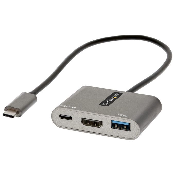 StarTech CDP2HDUACP2 Adattatore multiporta USB C USB-C a HDMI 4K 100W PD Pass-Through Hub USB 3.0 5Gbps colore Grigio
