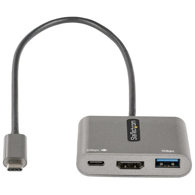 StarTech CDP2HDUACP2 Adattatore multiporta USB C USB-C a HDMI 4K 100W PD Pass-Through Hub USB 3.0 5Gbps colore Grigio