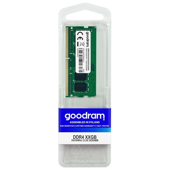 GoodRam GR3200S464L22S-8G Memoria RAM DDR4 SODIMM 8GB 3200MHz CL22 1.2V per Laptop