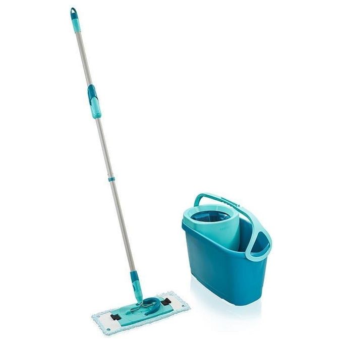 Leifheit 52120 Clean Twist M Ergo Set Lavapavimenti con Secchio 6 L Manico Telescopico 110-140 cm Mocio Microfibra 33 cm colore Blu Verde