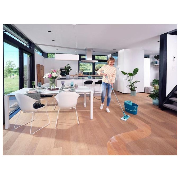 Leifheit 52120 Clean Twist M Ergo Set Lavapavimenti con Secchio 6 L Manico Telescopico 110-140 cm Mocio Microfibra 33 cm colore Blu Verde