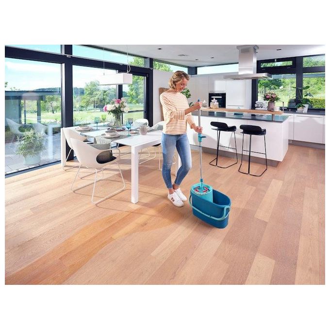 Leifheit 52120 Clean Twist M Ergo Set Lavapavimenti con Secchio 6 L Manico Telescopico 110-140 cm Mocio Microfibra 33 cm colore Blu Verde