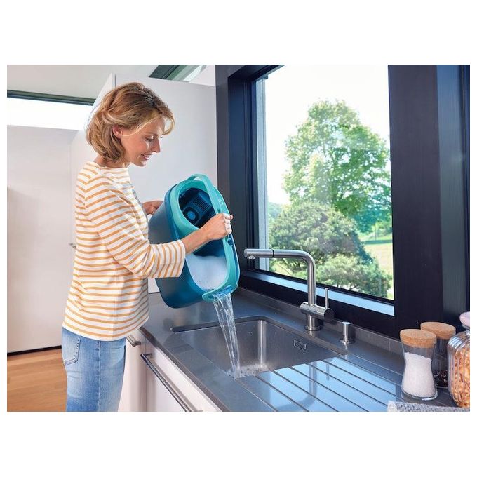 Leifheit 52120 Clean Twist M Ergo Set Lavapavimenti con Secchio 6 L Manico Telescopico 110-140 cm Mocio Microfibra 33 cm colore Blu Verde