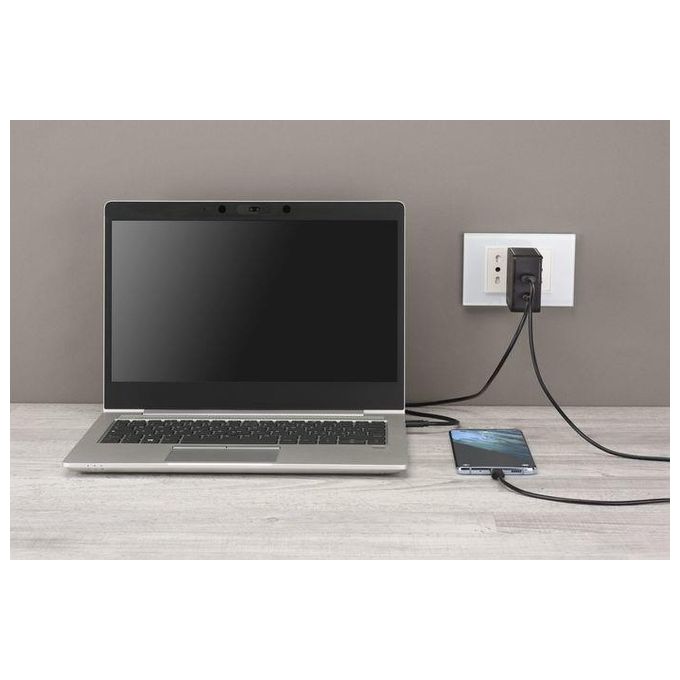 Cellularline ACHUSB2KITHOME48WK Duo Charger Ultra Caricabatterie USB-C per Laptop 48W Power Delivery 45W Quick Charge colore Nero