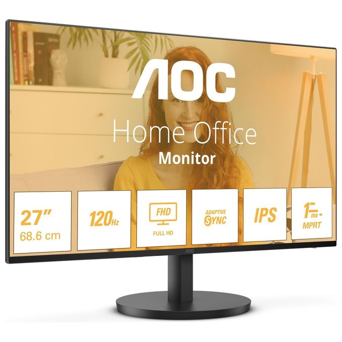 AOC 27B3HA2 B3 Monitor PC 27'' IPS Full HD 1920x1080 100Hz 4ms Altoparlanti HDMI VGA colore Nero