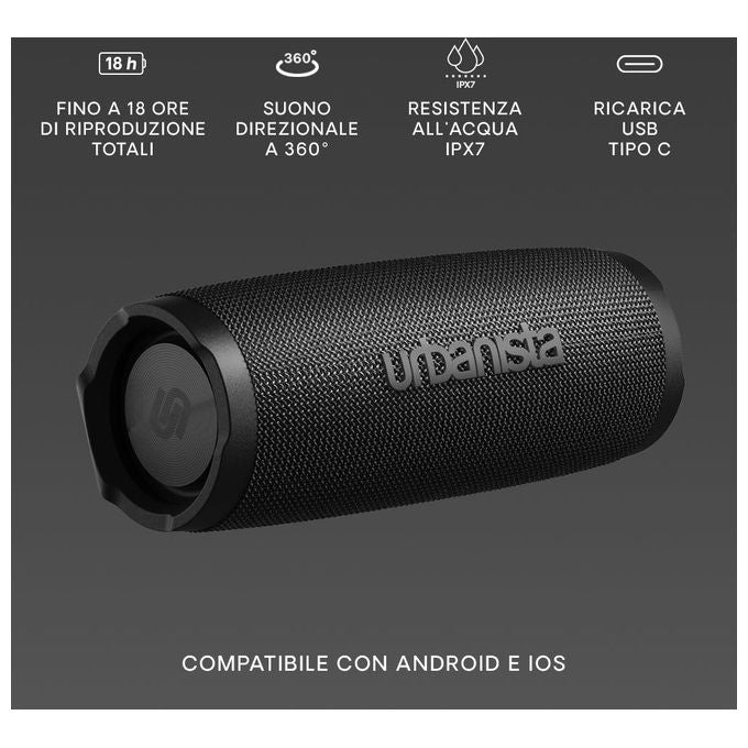 Urbanista 1037202 Nashville Altoparlante Portatile Stereo 20 W Bluetooth 5.2 IPX7 colore Nero
