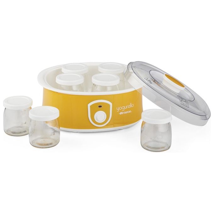 Ariete 617 Yogurella Yogurtiera Elettrica con 7 Vasetti in Vetro Capacita' 1,3 Kg 20W Bianco-Giallo