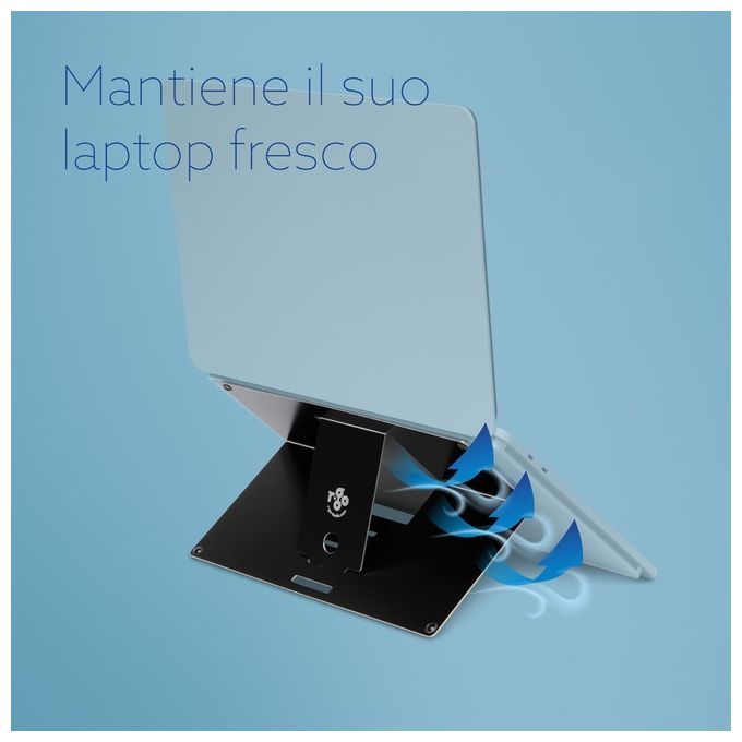 R-Go Tools RGORIATBL Supporto per Laptop in Alluminio Regolabile in 4 Posizioni per Schermi da 10'' a 22'' colore Nero